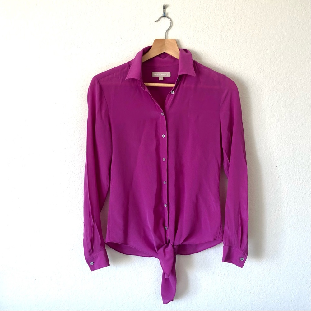 BANANA REPUBLIC 100% Silk Fuchsia Sheer Blouse - Women's S/2